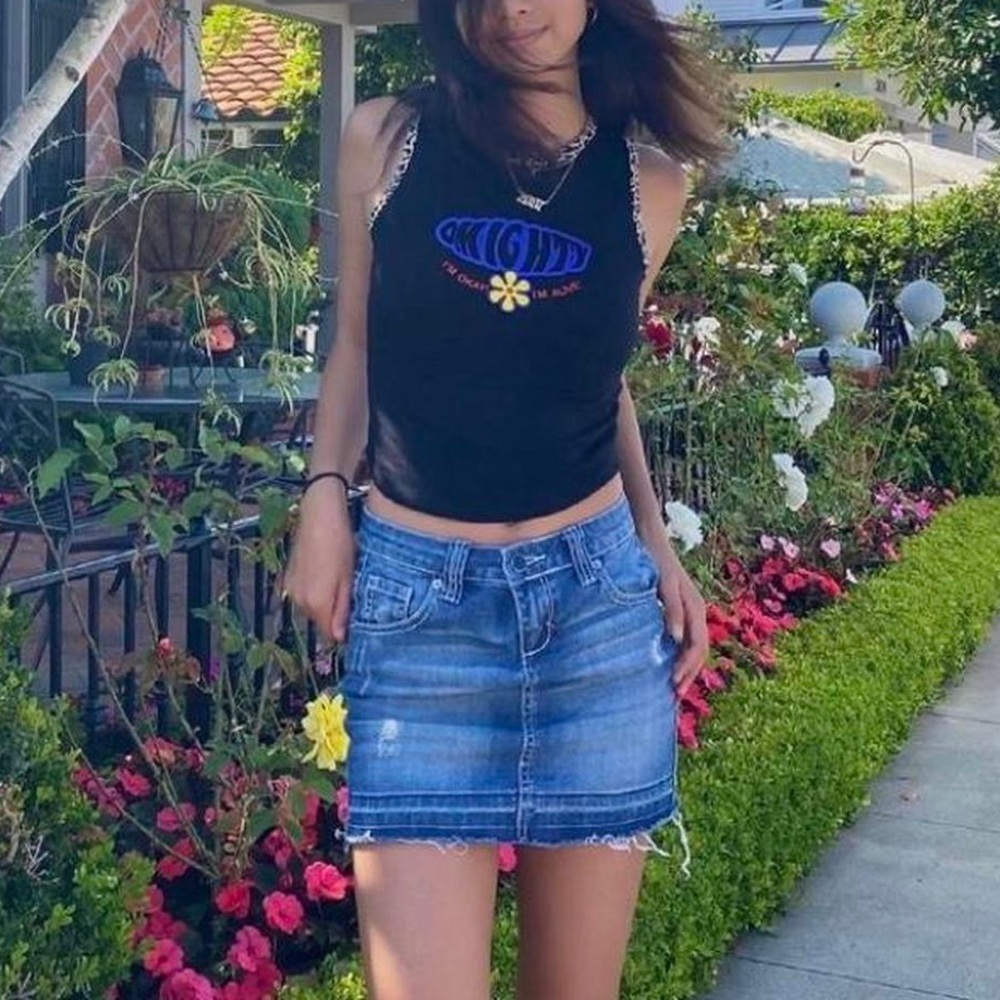 denim mini skirt